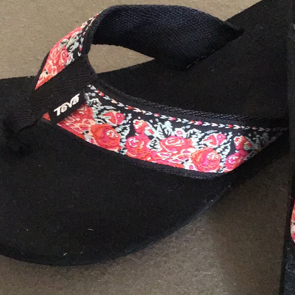 Teva Pink and Black Sandals with Bold Design